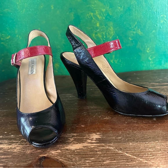 VTG Steve Madden Ninah Women’s Black and Red Patent Heels Sz 9 with Box - Picture 6 of 12